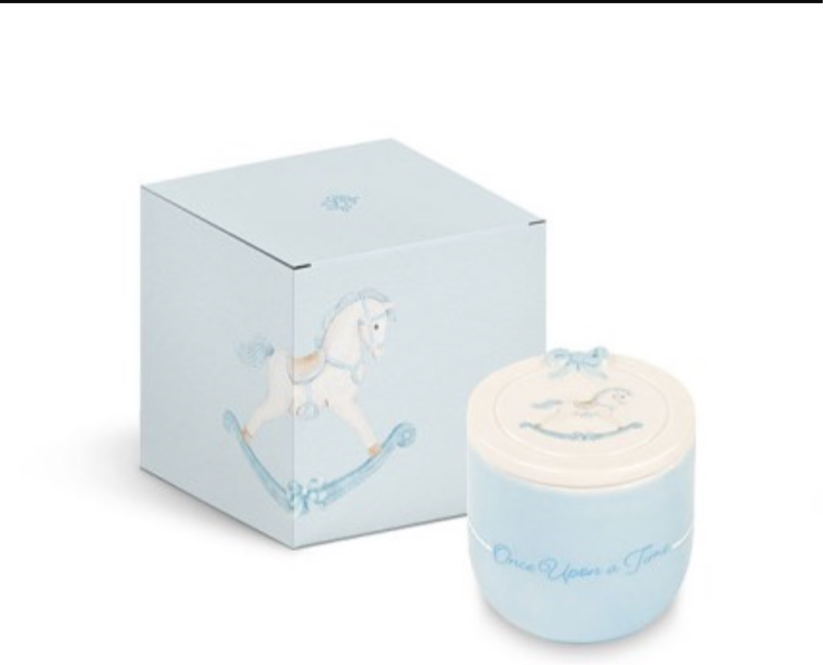 Candela profumata in barattolo cavallino celeste cm 6x6