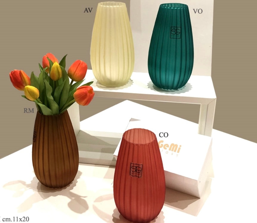 Vaso OMEGA STONE vetro rigato opaco cm.17x37