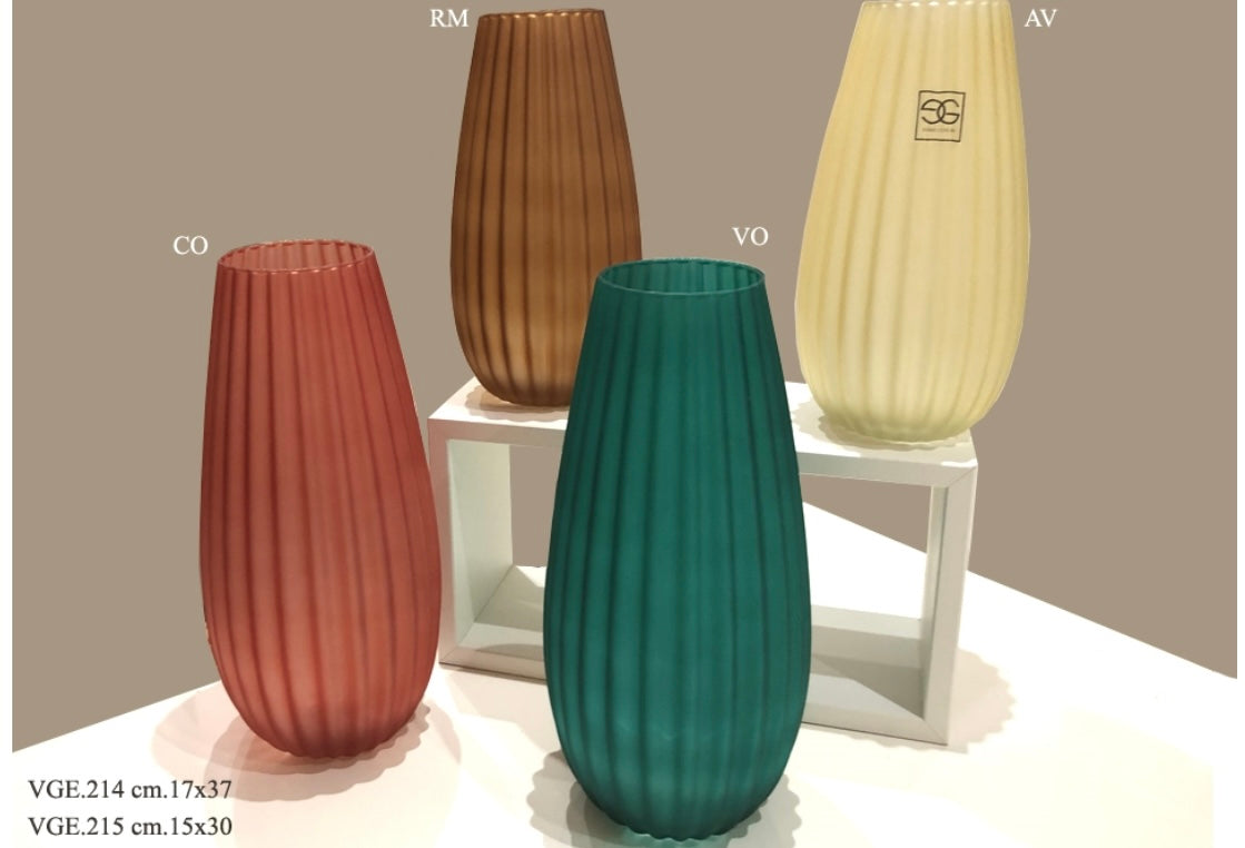 Vaso OMEGA STONE vetro rigato opaco cm.17x37