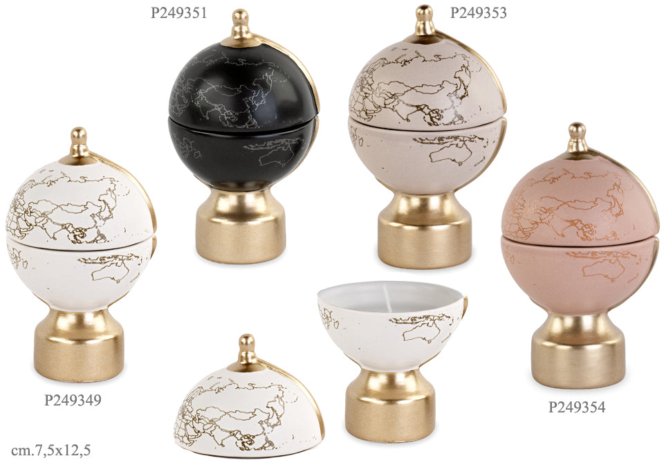 Mappamondo ceramica  con candela