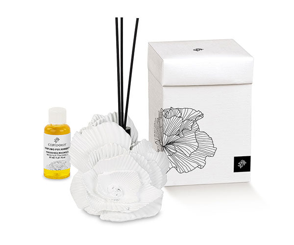 Diffusore resina FIORE PLISSE' con essenza magnolia 30ml. cm.13x12,5  Cupido & Co