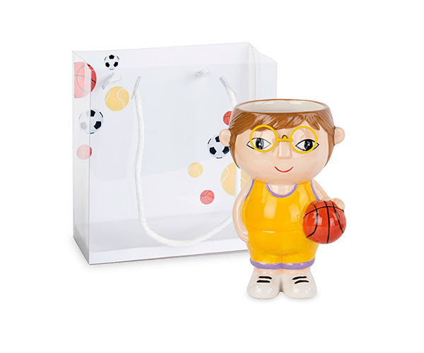 Cachepot ceramica GIOCATORE DI BASKET cm.5,5x11,5