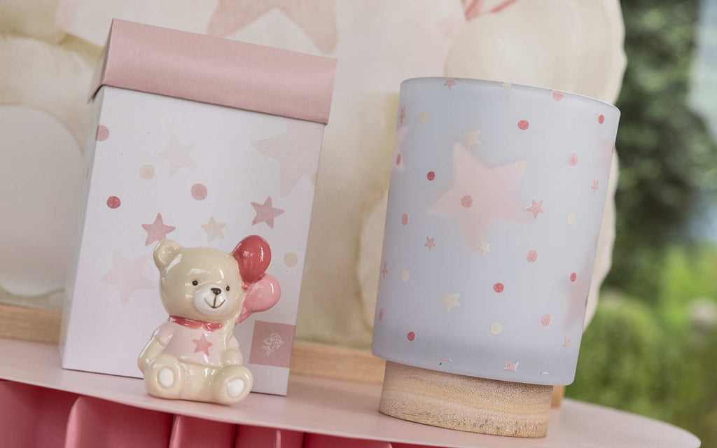 Lampada vetro STELLINE ROSA cm.10x14 Cupido & co