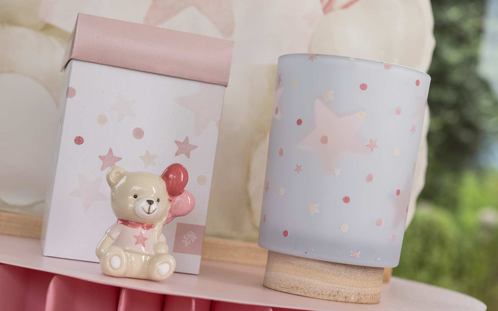 Lampada vetro STELLINE ROSA cm.10x14 Cupido & co