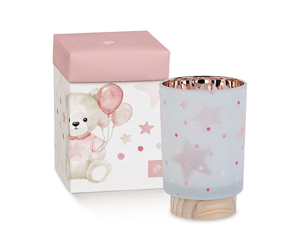 Lampada vetro STELLINE ROSA cm.10x14 Cupido & co